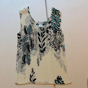 Vintage 90s‎ Nicola Floral Crinkle Tank Top Size M Blue Black